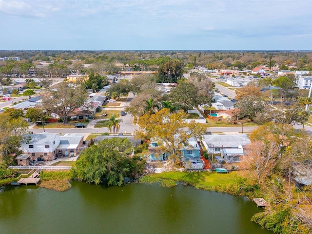 bird's eye view with a water view and a residential view