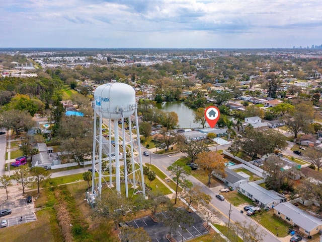 bird's eye view featuring a water view