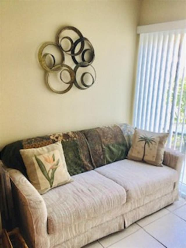 living room featuring tile patterned flooring