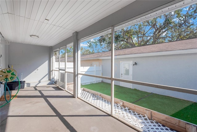 view of unfurnished sunroom