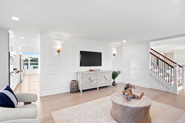 living room featuring light hardwood / wood-style flooring