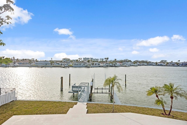 dock area featuring a water view