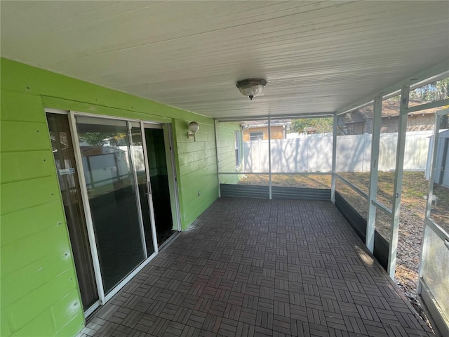 view of unfurnished sunroom