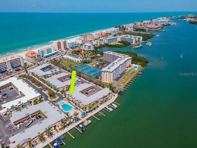 19417 Gulf Blvd Unit B205, Indian Rocks Beach, FL 33785 - birds eye view of property featuring a city view and a water view