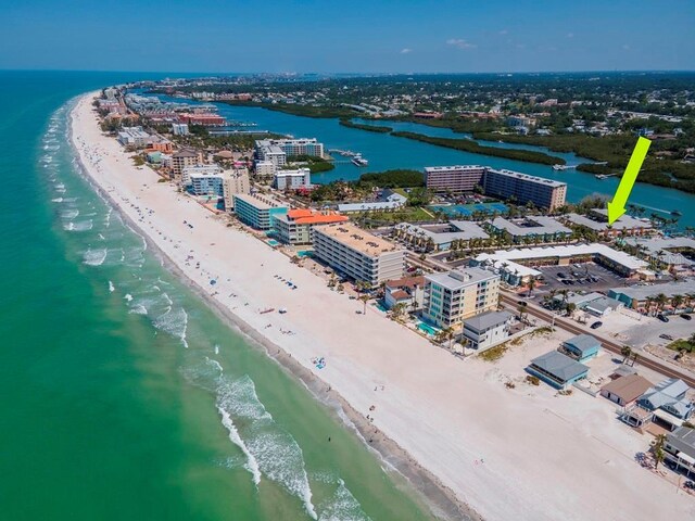 19417 Gulf Blvd Unit B205, Indian Rocks Beach, FL 33785 - aerial view featuring a beach view and a water view
