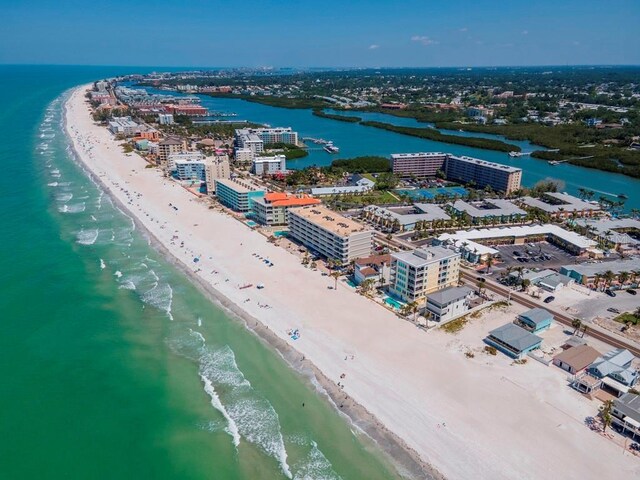 19417 Gulf Blvd Unit B205, Indian Rocks Beach, FL 33785 - bird's eye view featuring a view of the beach and a water view