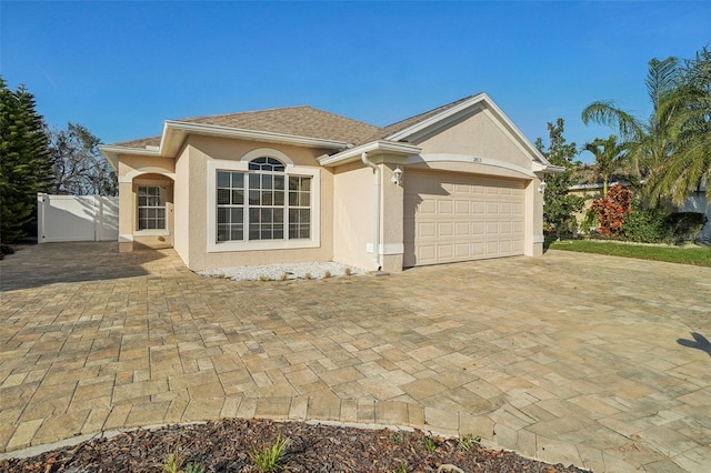 view of front of house with a garage