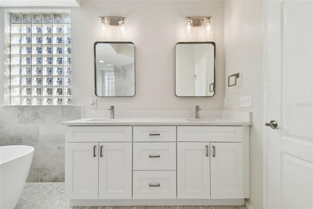 bathroom featuring vanity and a bathtub