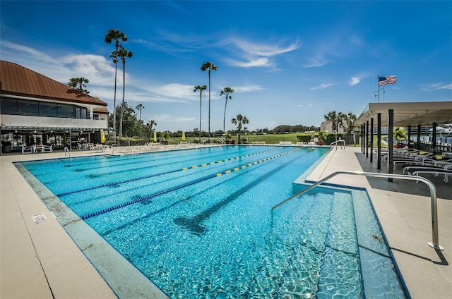 pool with a patio area