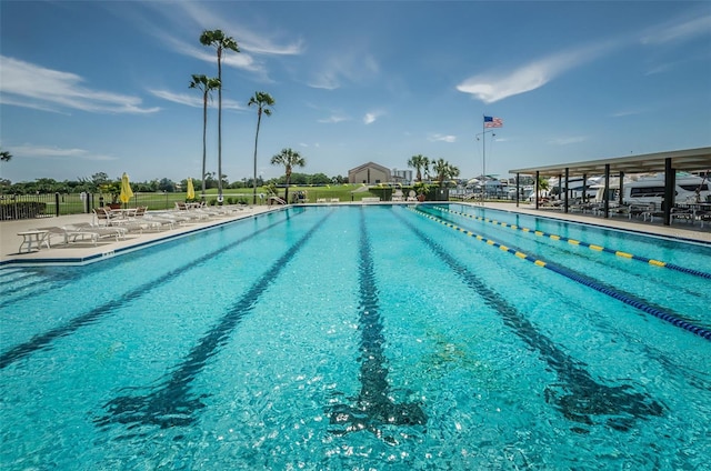 community pool with fence