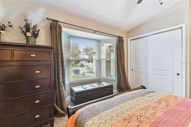 bedroom with a closet and ceiling fan