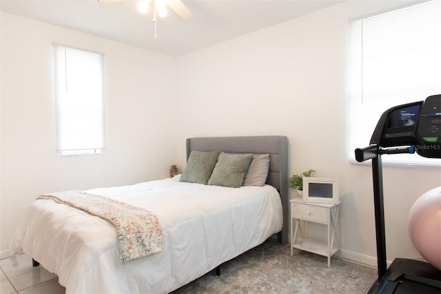 bedroom featuring ceiling fan