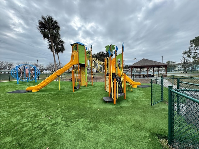 view of play area with a gazebo