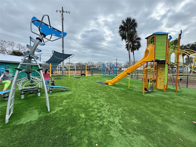 view of play area with a lawn