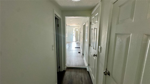 hall featuring dark hardwood / wood-style floors