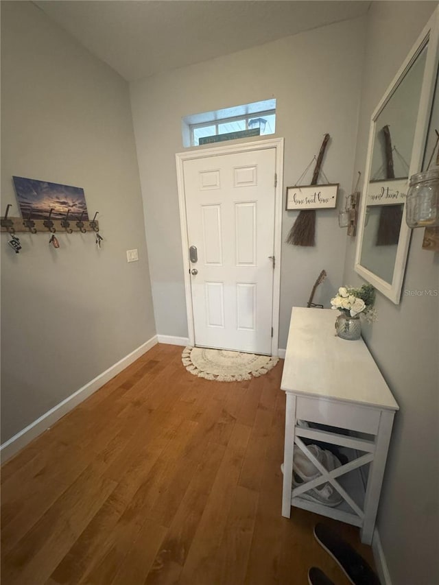 entrance foyer featuring baseboards and wood finished floors