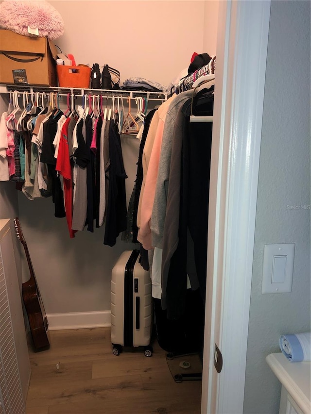 spacious closet featuring wood finished floors