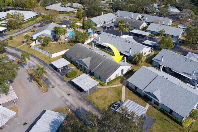 drone / aerial view with a residential view