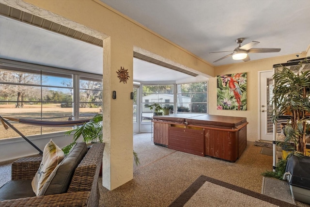 kitchen featuring ceiling fan