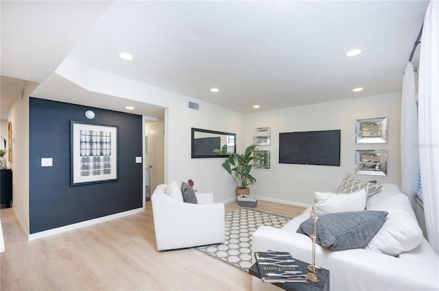 living room featuring light wood-type flooring