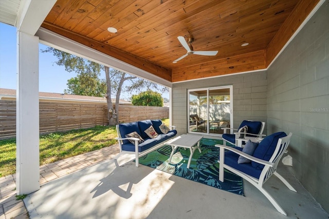 view of patio / terrace with ceiling fan