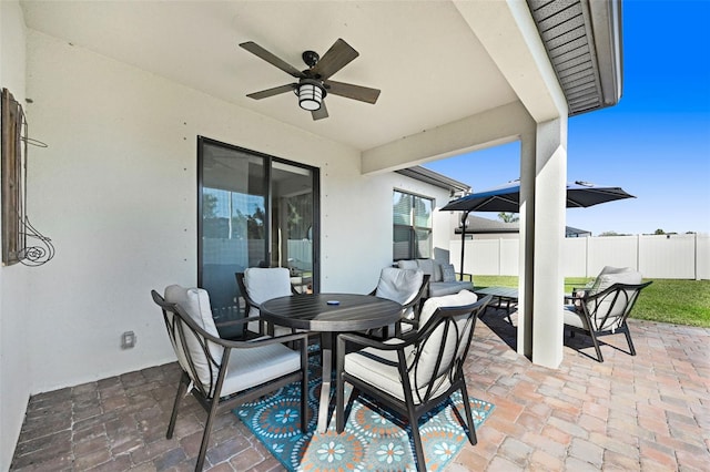 view of patio / terrace with ceiling fan