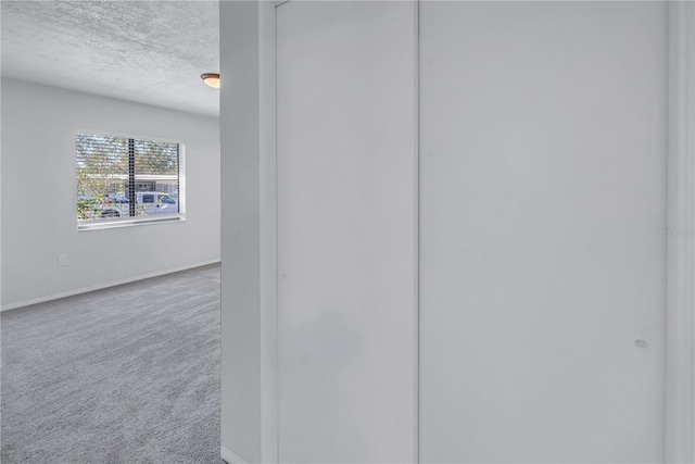 carpeted spare room with a textured ceiling