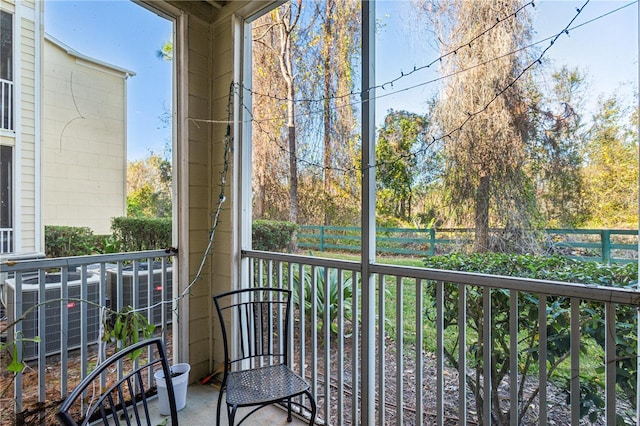 balcony featuring central AC