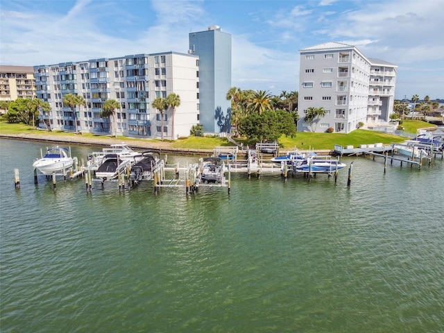 view of water feature featuring a dock