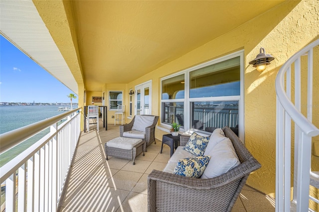 balcony with a water view