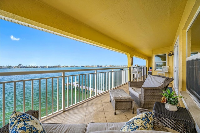 balcony with a water view