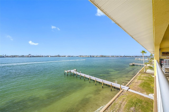 property view of water with a boat dock