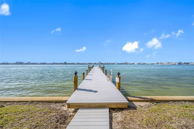 view of dock featuring a water view