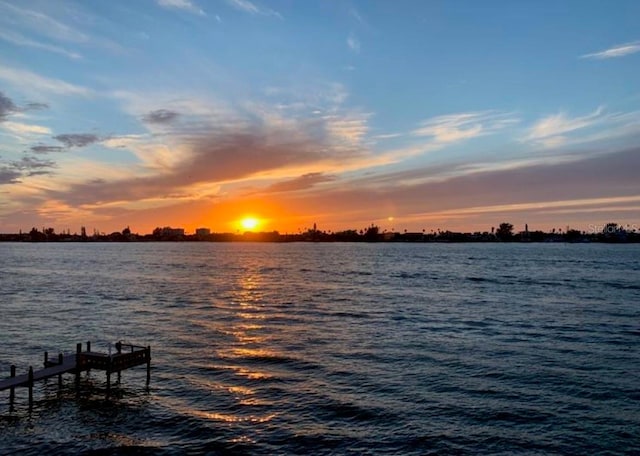 view of dock featuring a water view