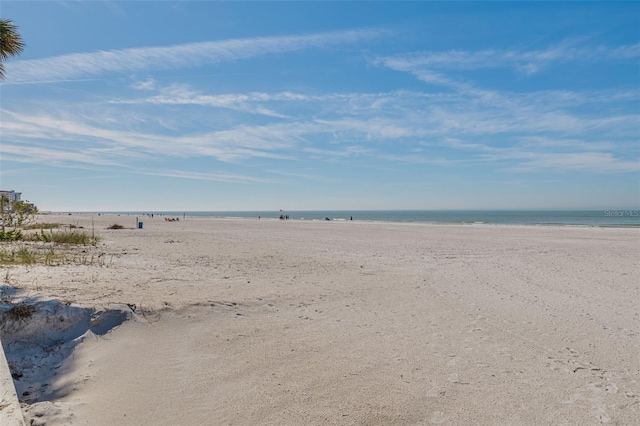 property view of water featuring a view of the beach