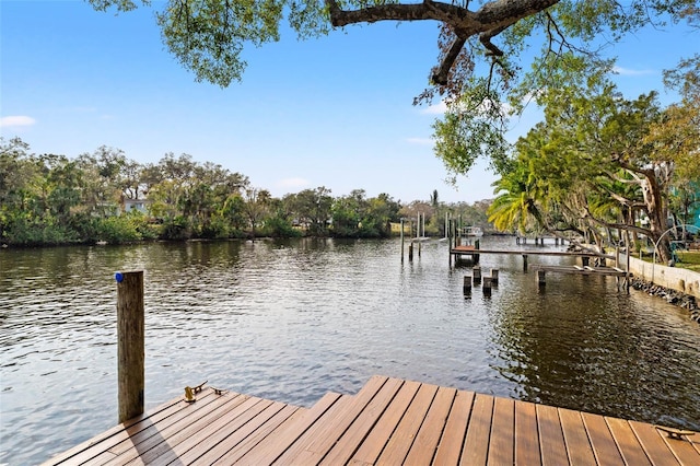 view of dock featuring a water view