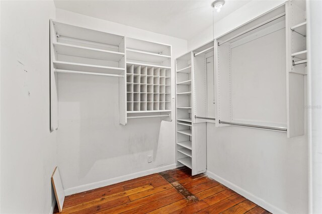 walk in closet featuring hardwood / wood-style flooring