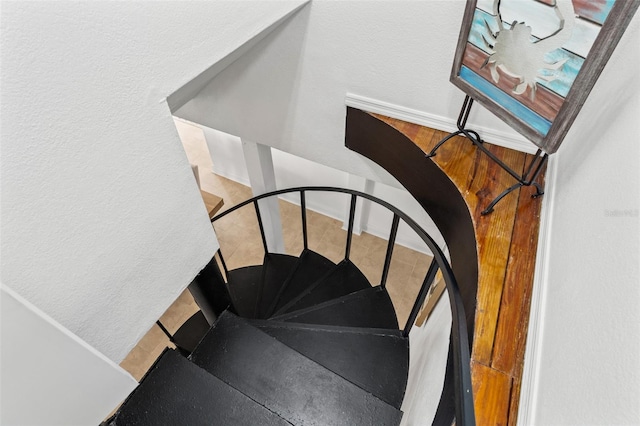 stairway with baseboards