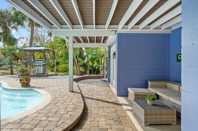 exterior space featuring a patio area and grilling area