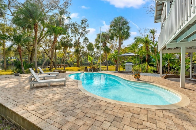 pool featuring a patio area