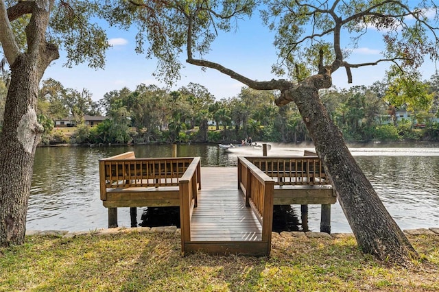 view of dock featuring a water view