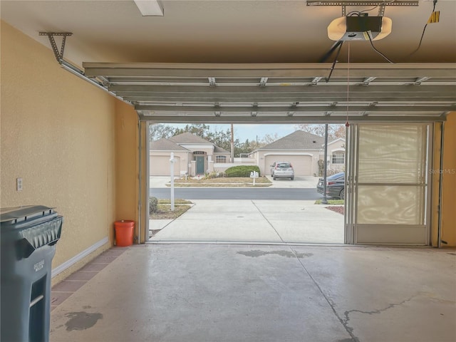 garage with a garage door opener