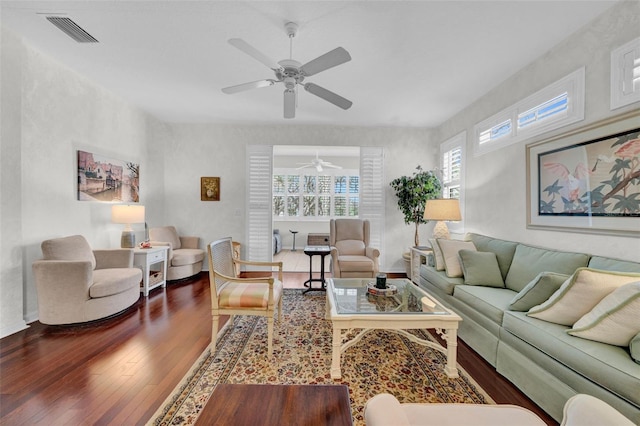 living room with hardwood / wood-style flooring