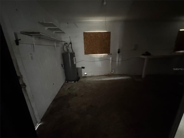 basement with water heater