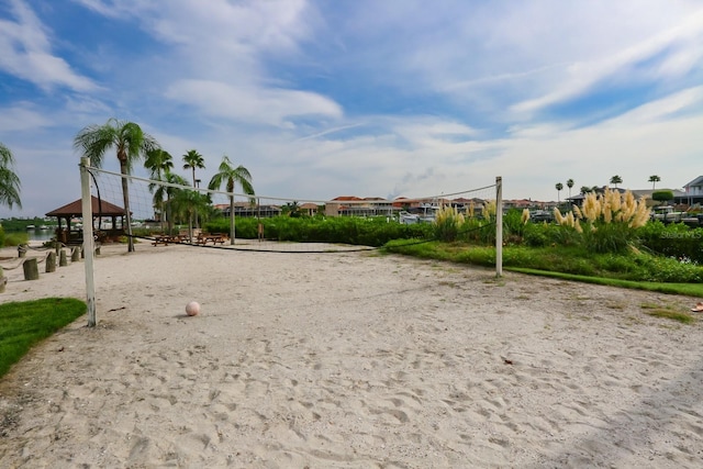 view of home's community with volleyball court and a gazebo