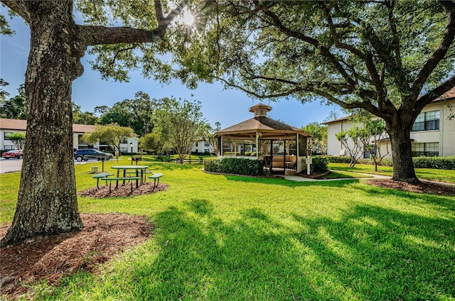 view of yard with a gazebo