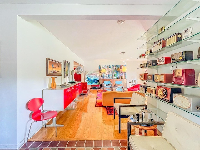 interior space with hardwood / wood-style floors