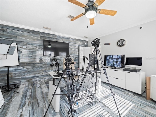 interior space featuring ornamental molding