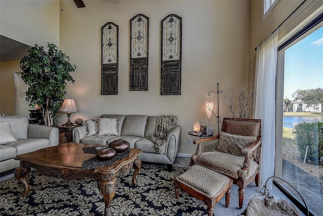 living room featuring a wealth of natural light