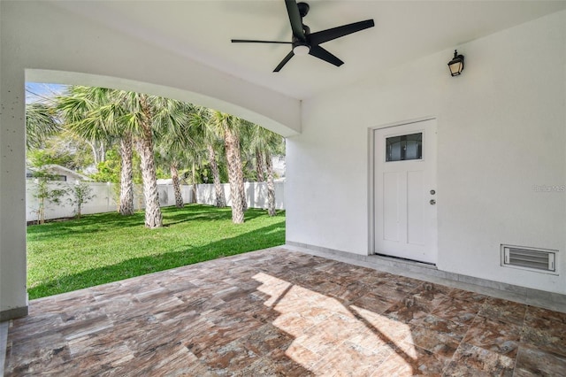 view of patio with ceiling fan